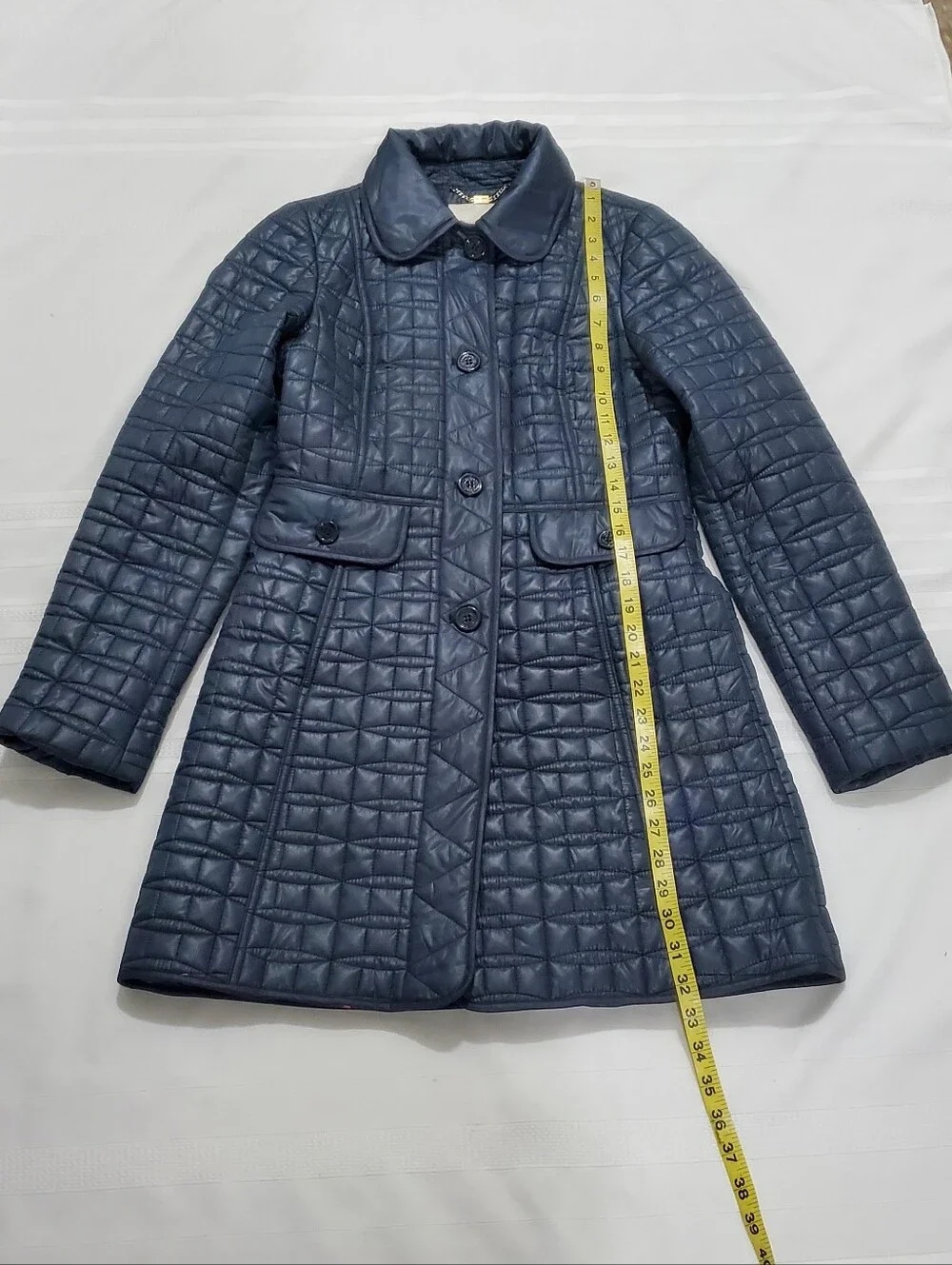 Kate Spade New York Water Resistant Quilted Coat Navy
